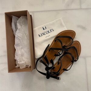 K. Jacques Black Strappy Sandals 8.5-9 (size 39)